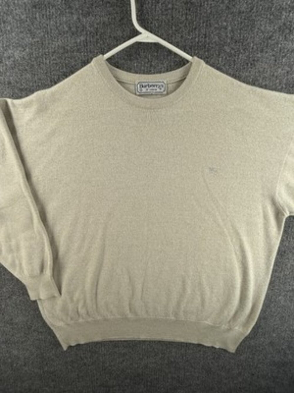 Burberry London Crew Neck Sweater Logo Pullover Beige 9 Knit Long Sleeve Solid